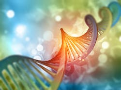 A colorful representational image of a DNA strand A colorful representational image of a DNA strand