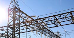 Electric transmission tower and overhead power lines Electric transmission tower and overhead power lines