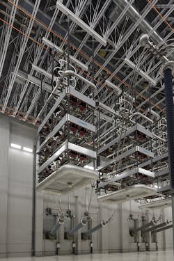 Inside a high-voltage converter valve hall at Keewatinohk converter station Inside a high-voltage converter valve hall at Keewatinohk converter station