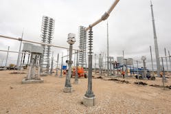 Construction of the HVDC switchyard at Riel converter stations.