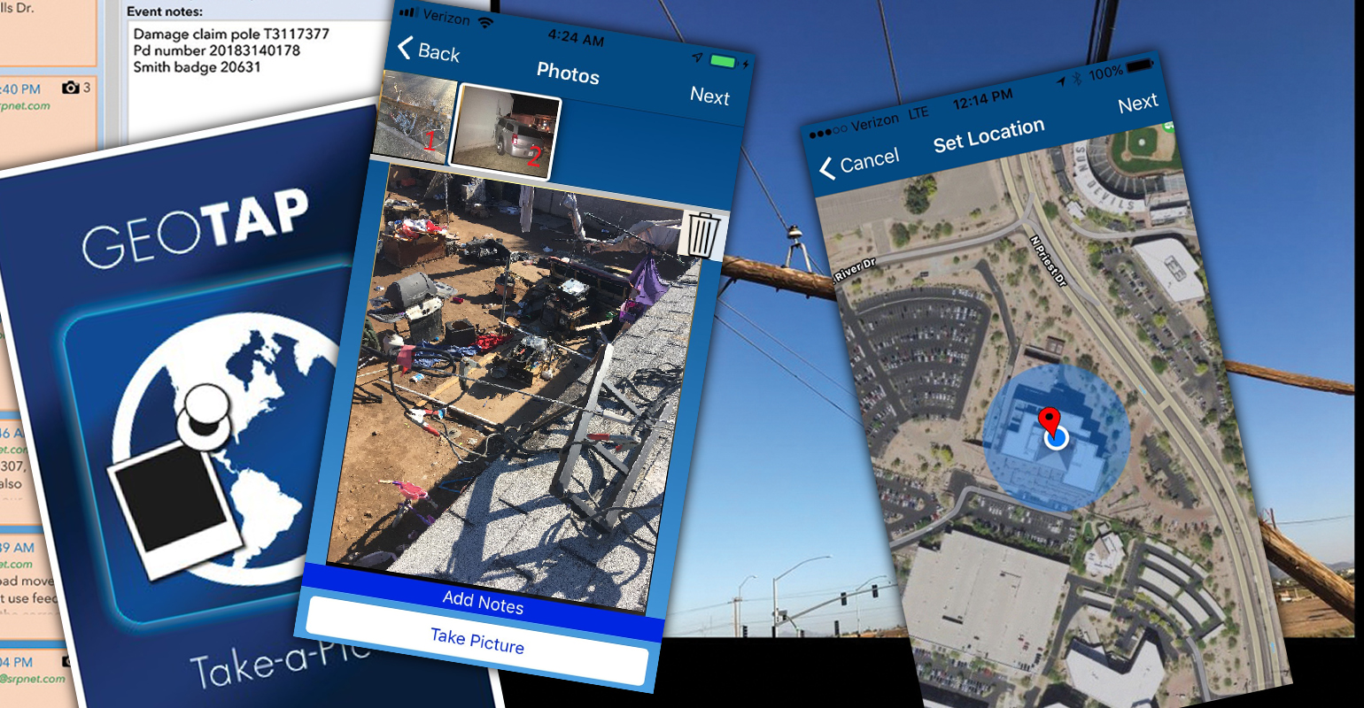 Screenshots of the GeoTAP app