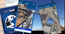 Screenshots of the GeoTAP app Screenshots of the GeoTAP app