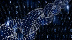 A chain made up of binary digits representative of blockchain technology