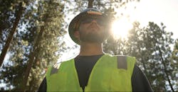 The Compass device mounted on the underside of the hard-hat brim The Compass device mounted on the underside of the hard-hat brim