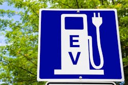 A signboard showing an EV charger A signboard showing an EV charger