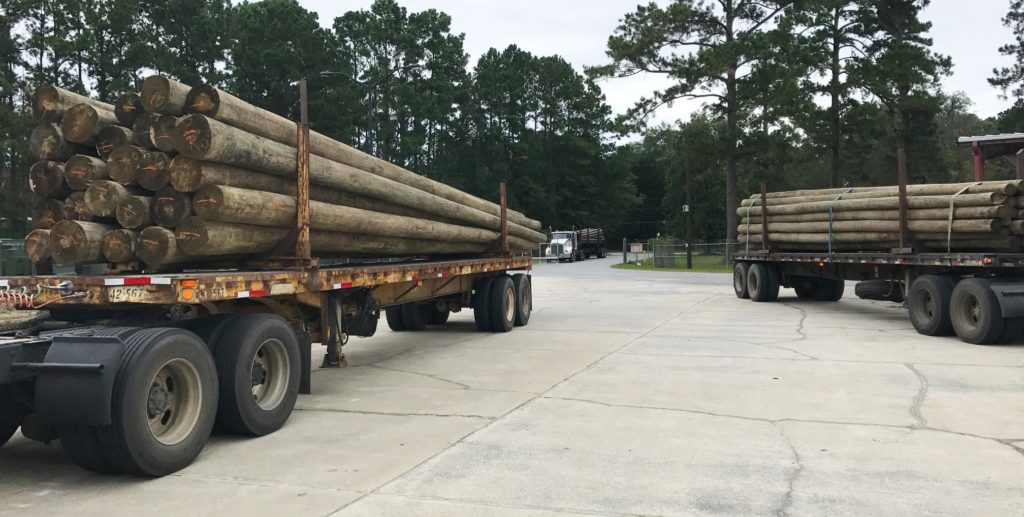 Shipments of new poles in preparation for restoration work