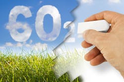 A composite image showing a hand erasing carbon dioxide written in the sky A composite image showing a hand erasing carbon dioxide written in the sky