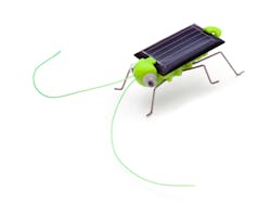 A solar panel mounted on a toy bug A solar panel mounted on a toy bug