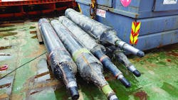 Five recovered 420-kV submarine cable joints Five recovered 420-kV submarine cable joints