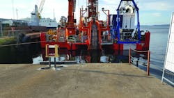 Cable-laying vessel Nautilus Maxi at quay to deliver recovered cable Cable-laying vessel Nautilus Maxi at quay to deliver recovered cable