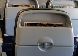 Empty seatback on an airplane Empty seatback on an airplane