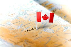 Canada's flag on Canada's map Canada's flag on Canada's map