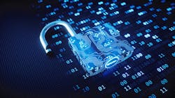 An open lock and a series of binary digits An open lock and a series of binary digits