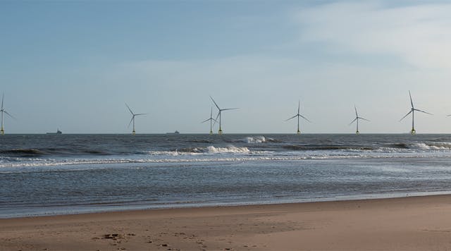 EOWDC visualization of offshore wind farm from Scotland&rsquo;s Balmedie Beach.
