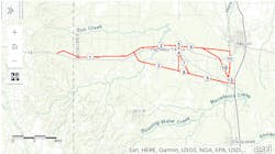 Map showing the route being considered for the proposed transmission line Map showing the route being considered for the proposed transmission line