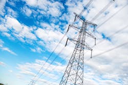 Electric transmission tower and overhead lines Electric transmission tower and overhead lines