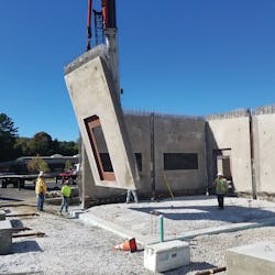 Each wall segment was poured separately and fit into specially formatted base sections. Each wall segment was poured separately and fit into specially formatted base sections.