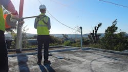 The team strung 9000 ft of cord, with the longest span reaching 1200 ft – a little longer than three football fields. The team strung 9000 ft of cord, with the longest span reaching 1200 ft – a little longer than three football fields.