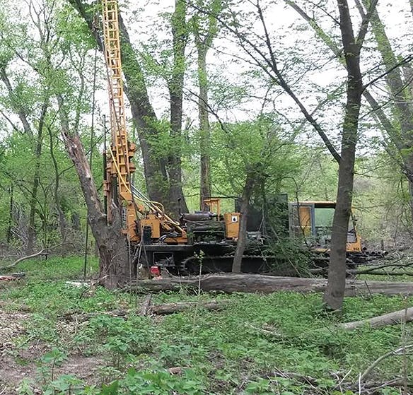 Challenging terrain requires care in drilling bore holes.