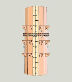 The resting/working platforms were located at each flange connection. The resting/working platforms were located at each flange connection.