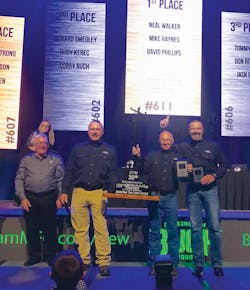 A team of linemen placed third and fifth in prior competitions before placing first in the senior division at the 2019 International Lineman’s Rodeo. A team of linemen placed third and fifth in prior competitions before placing first in the senior division at the 2019 International Lineman’s Rodeo.