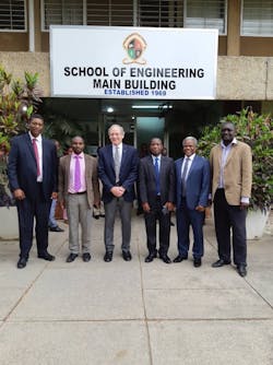 John McDonald with the IEEE leadership in Zamia outside the School of Engineering at the University of Zambia in Lusaka Zambia. John McDonald with the IEEE leadership in Zamia outside the School of Engineering at the University of Zambia in Lusaka Zambia.