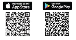QR codes for downloading mobile field guide apps.