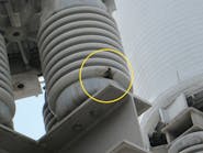Failed high-voltage bushing that caused PLN.