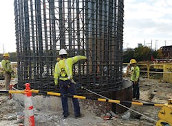 Reinforcing bars were bundled to accommodate project needs.