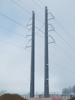 Example of composite pole designed to support transmission line conductors.