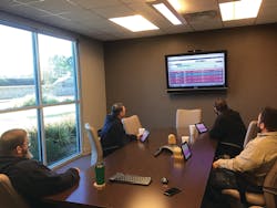 Jay Murdock, WCEC foreman, metering and power quality, and Eddie Stebbins and Brandon Lankford, WCEC power quality technicians, look on as Daniel Miller, WCEC meter tester/field security) step through processes during hands-on training with MinMax SMART. Jay Murdock, WCEC foreman, metering and power quality, and Eddie Stebbins and Brandon Lankford, WCEC power quality technicians, look on as Daniel Miller, WCEC meter tester/field security) step through processes during hands-on training with MinMax SMART.