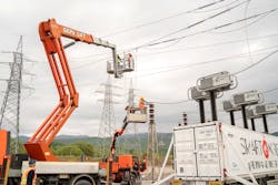 Jumpers are connected to overhead transmission line. Jumpers are connected to overhead transmission line.