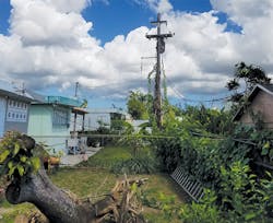 Linemen encountered blown-out circuits following the hurricane.