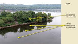 Line markers installed on span 1. Line markers installed on span 1.