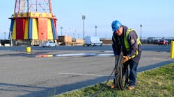 Con Edison’s emergency operations supervisor Al Marchione rolling out the cable that will be installed to feed the temporary shed to power Coney Island Hospital MCU Park Brooklyn Con Edison’s emergency operations supervisor Al Marchione rolling out the cable that will be installed to feed the temporary shed to power Coney Island Hospital MCU Park Brooklyn