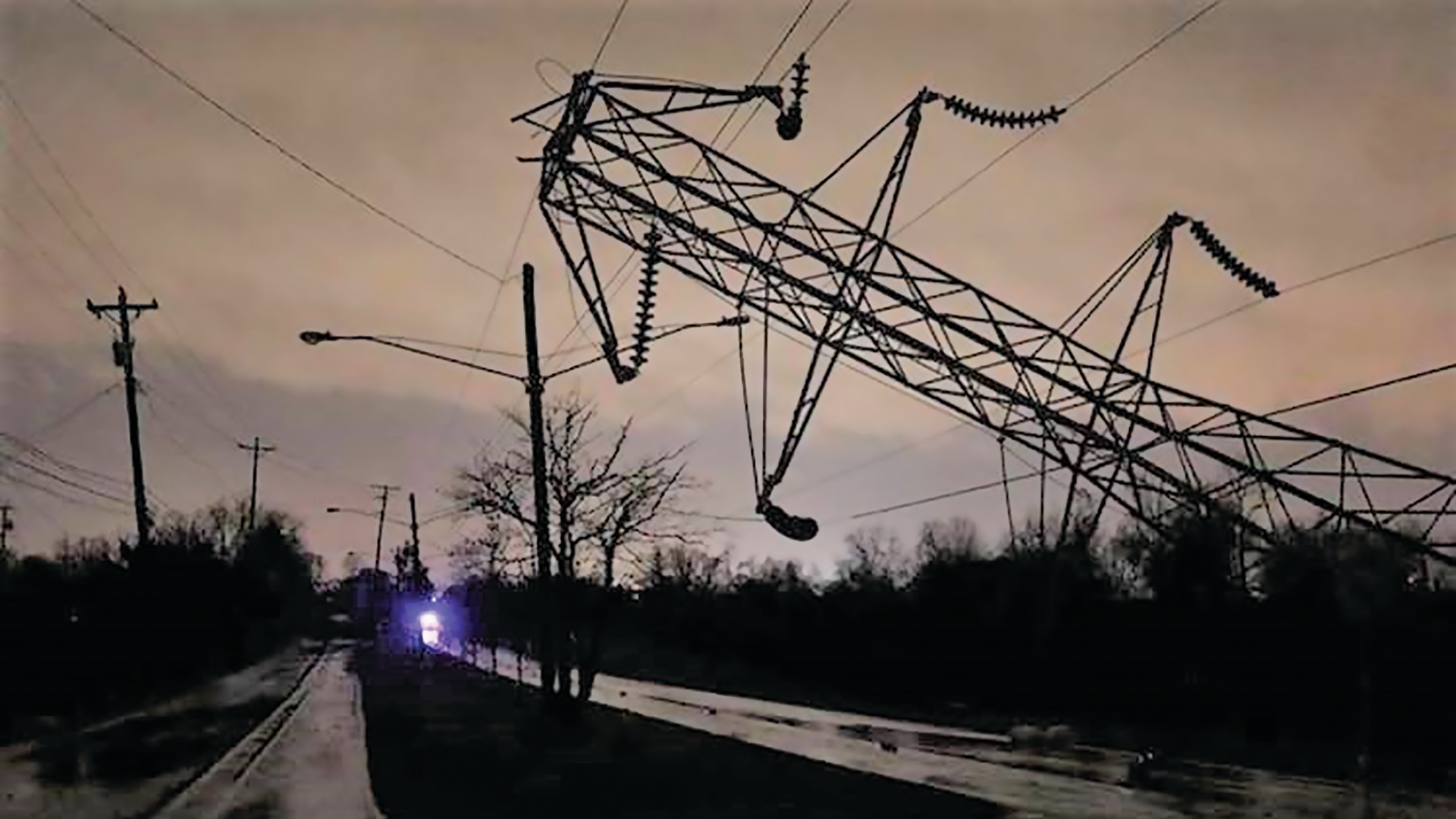 A TVA transmission tower lays on the ground after and EF-3 tornado ripped through the Nashville area March 4.