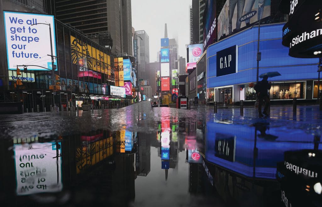 New York&apos;s Times Square stands empty. Gov. Andrew Cuomo first issued a stay-at-home order for New York March 23. It had been extended on April 6 to last through the end of the month.