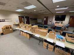 The self-serve 'buffet line' was designed for remote work hardware pickup. The self-serve 'buffet line' was designed for remote work hardware pickup.