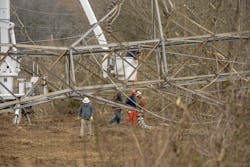 Assessing the damage was vital to recovery efforts in the greater Nashville area after a tornado knocked down transmission and distribution lines. TVA line crews worked hard to quickly clear damage and restore power to distribution points across Nashville. Assessing the damage was vital to recovery efforts in the greater Nashville area after a tornado knocked down transmission and distribution lines. TVA line crews worked hard to quickly clear damage and restore power to distribution points across Nashville.