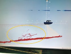 TVA used side scan sonar to locate and identify a fallen transmission tower in the Cumberland River after a recent tornado in the Nashville area. TVA used side scan sonar to locate and identify a fallen transmission tower in the Cumberland River after a recent tornado in the Nashville area.