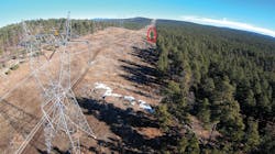 Target vegetation with clearance issues is identified on these images from aerial patrol inspections. Target vegetation with clearance issues is identified on these images from aerial patrol inspections.