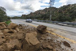 In Santa Barbara, heavy rains following forest fires sometimes result in mudslides, which threatens infrastructure. In Santa Barbara, heavy rains following forest fires sometimes result in mudslides, which threatens infrastructure.