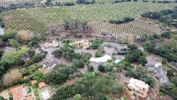 Homes and streets of a neighborhood affected by the Santa Barbara County mudslides in Santa Barbara, California are shown, January 9, 2018, from the perspective of a Coast Guard helicopter. Homes and streets of a neighborhood affected by the Santa Barbara County mudslides in Santa Barbara, California are shown, January 9, 2018, from the perspective of a Coast Guard helicopter.