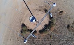 An image taken from a drone of an SCE power pole. An image taken from a drone of an SCE power pole.