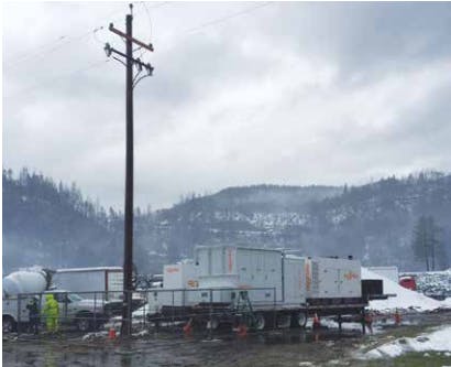 500-kW, 12-kV PowerPak supplies emergency power in Orleans, California, during winter storm.