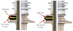 Figure 3. Potential tap with a stud versus test tap with a spring. Figure 3. Potential tap with a stud versus test tap with a spring.