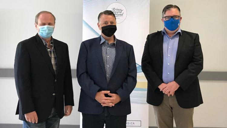 Left to right: Bobby Morrissey, member of parliament for Egmont, the Honourable Dennis King, premier of Prince Edward Island, and the Honourable Steven Myers, Prince Edward Island minister of transportation, infrastructure, and energy