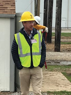 As VP-T&D, Eriksen works with the line crew preparing for a project. As VP-T&D, Eriksen works with the line crew preparing for a project.