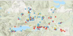 Real-time tweets overlaid with customer complaints, illustrating clustering. Real-time tweets overlaid with customer complaints, illustrating clustering.