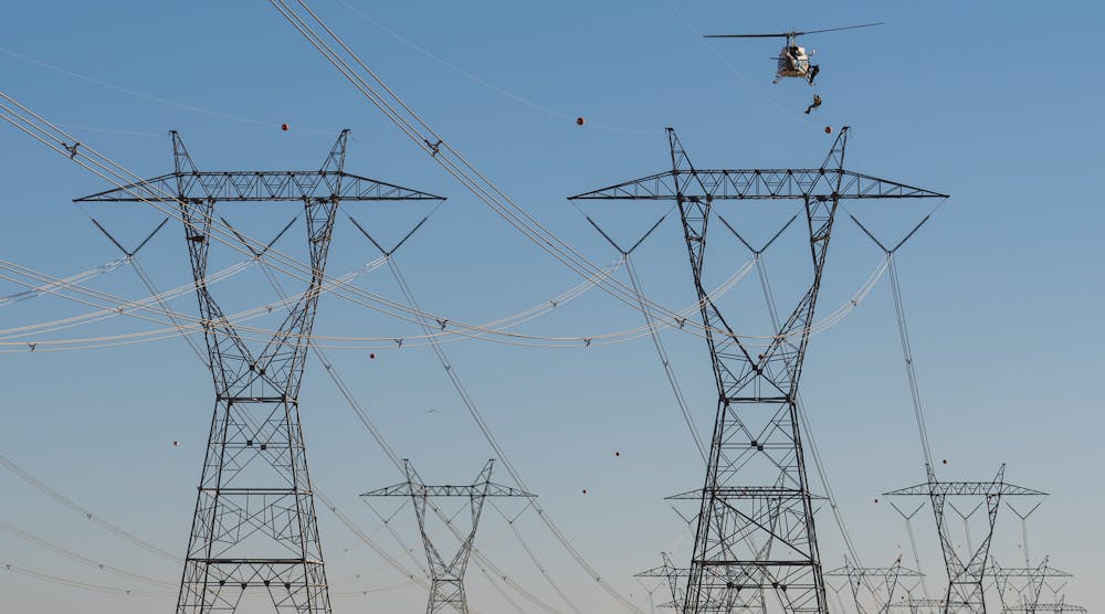 Fifteen-man crew completes project on SRP&rsquo;s transmission lines located west of Phoenix, which feed electricity from Palo Verde generating station to West Wing receiving station.